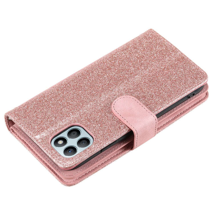 For Honor X6b 4G Global Nine Card Zipper Bag Leather Phone Case with Lanyard(Rose Gold)