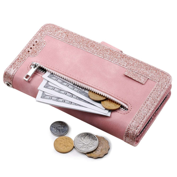 For Honor X6b 4G Global Nine Card Zipper Bag Leather Phone Case with Lanyard(Rose Gold)