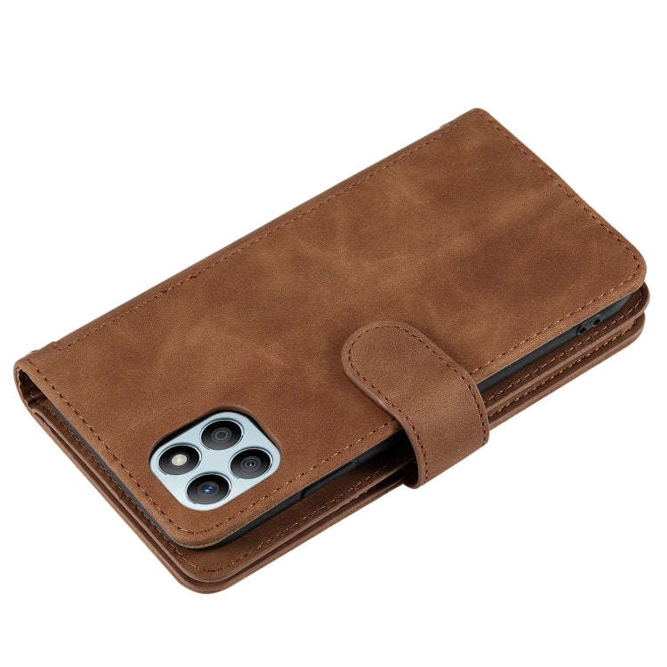 For Honor X6b 4G Global Nine Card Zipper Bag Leather Phone Case with Lanyard(Brown)