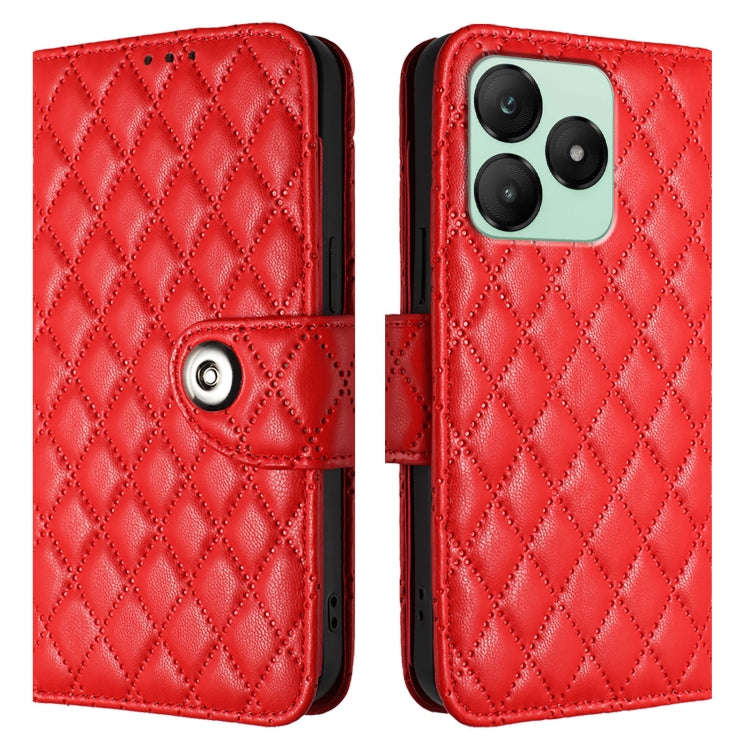 For Wiko T20  Rhombic Texture Flip Leather Phone Case with Lanyard(Red)