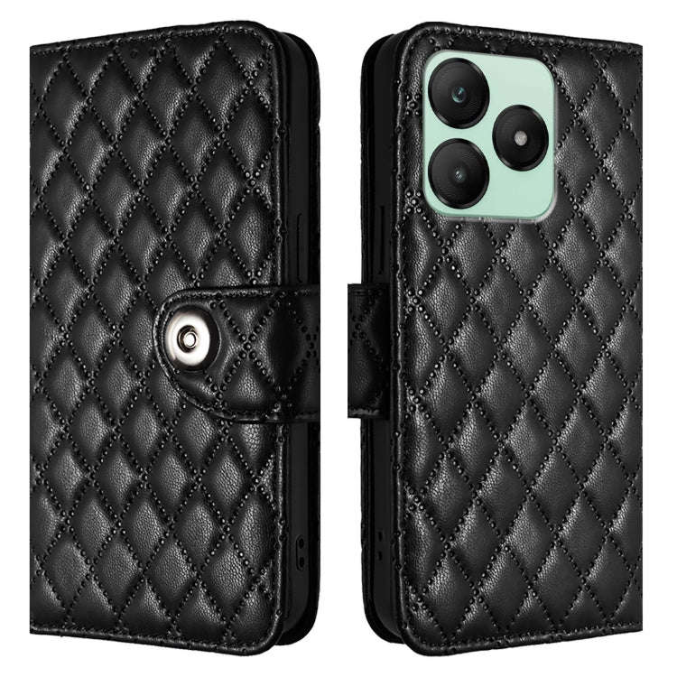 For Wiko T20  Rhombic Texture Flip Leather Phone Case with Lanyard(Black)