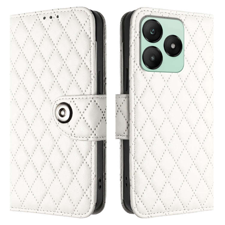 For Wiko T20  Rhombic Texture Flip Leather Phone Case with Lanyard(White)