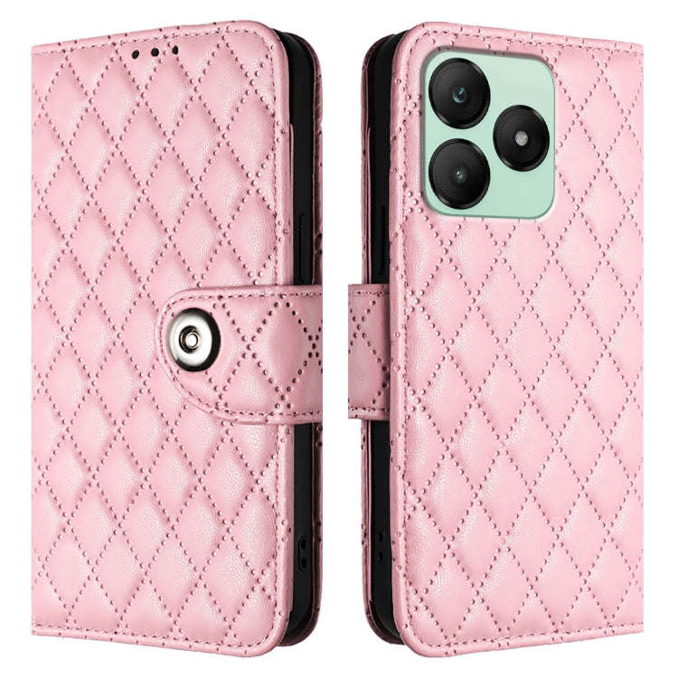 For Wiko T20  Rhombic Texture Flip Leather Phone Case with Lanyard(Pink)