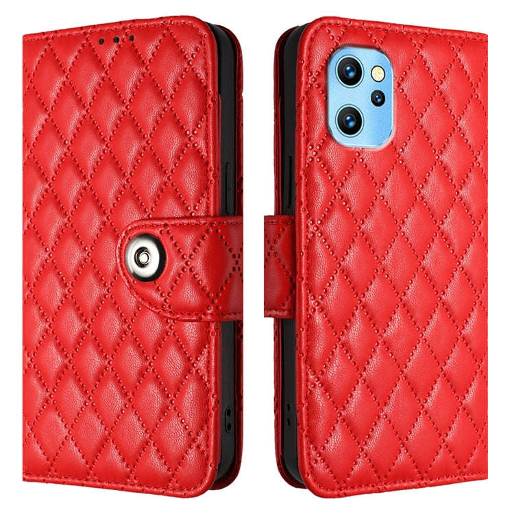 For UMIDIGI Power 7 Max Rhombic Texture Flip Leather Phone Case with Lanyard(Red)
