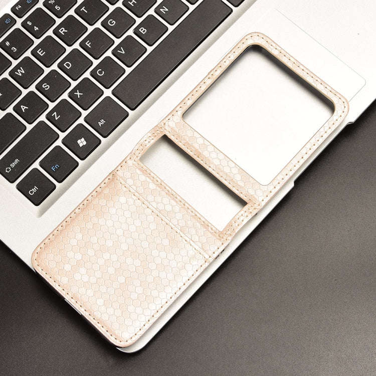 For Motorola Razr 50 Honeycomb Dot Texture Card Slot Leather Phone Case(Gold)