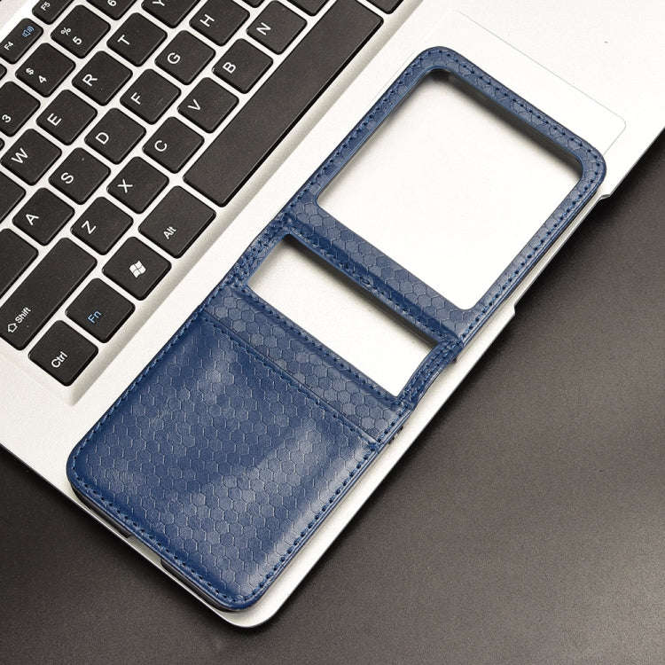 For Motorola Razr 50 Honeycomb Dot Texture Card Slot Leather Phone Case(Blue)