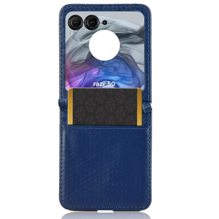 For Motorola Razr 50 Honeycomb Dot Texture Card Slot Leather Phone Case(Blue)