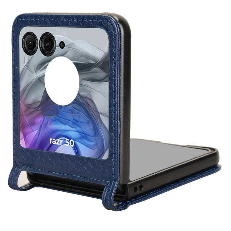 For Motorola Razr 50 Honeycomb Dot Texture Card Slot Leather Phone Case(Blue)