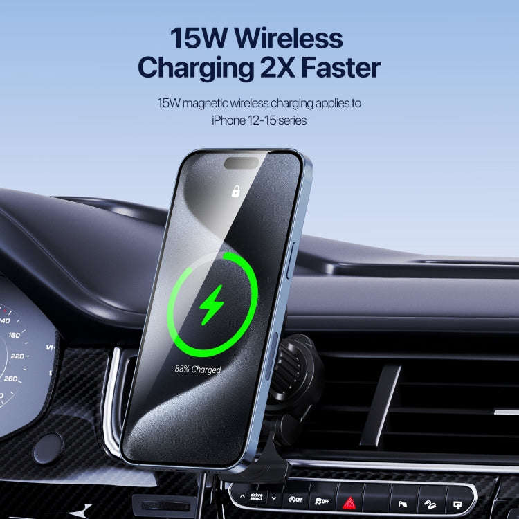 V5 15W Qi2 Air Outlet Car Transparent Magnetic Wireless Charging Holder(Black)