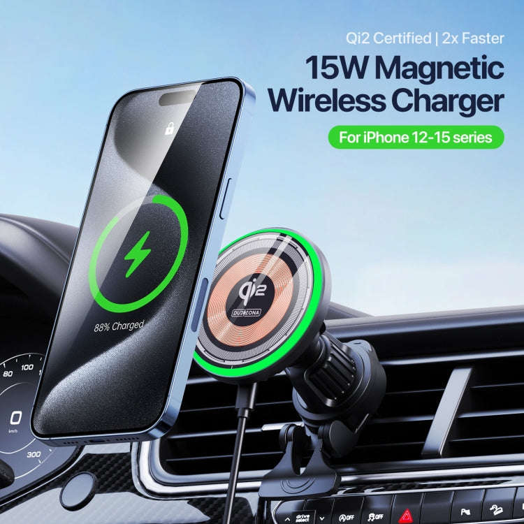 V5 15W Qi2 Air Outlet Car Transparent Magnetic Wireless Charging Holder(Black)