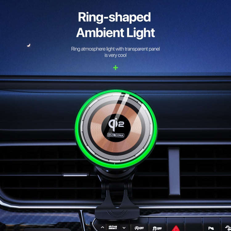 V5 15W Qi2 Air Outlet Car Transparent Magnetic Wireless Charging Holder(Black)