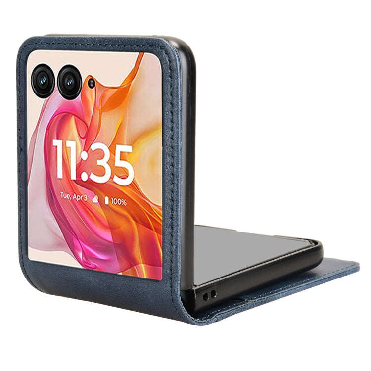 For Motorola Razr 50 Ultra Skin Feel Card Slot Leather Phone Case(Blue)