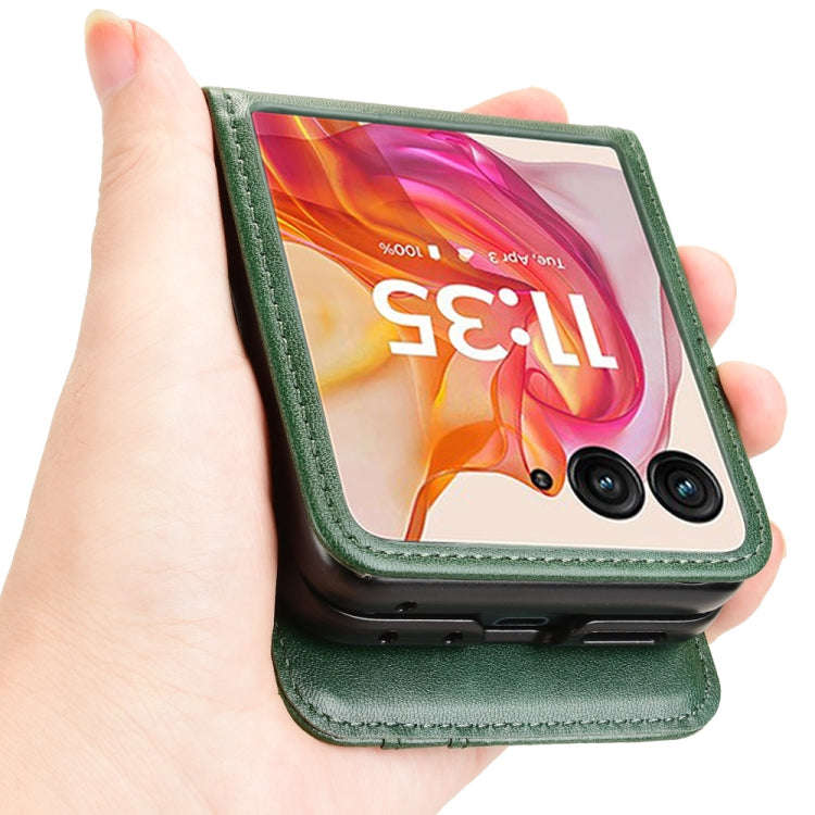 For Motorola Razr 50 Ultra Skin Feel Card Slot Leather Phone Case(Green)