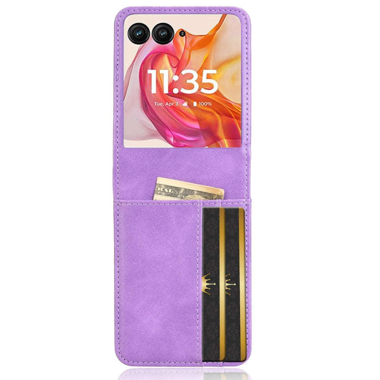 For Motorola Razr 50 Ultra Skin Feel Card Slot Leather Phone Case(Purple)