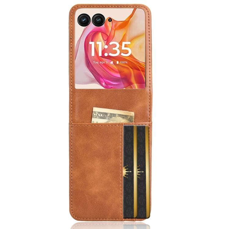 For Motorola Razr 50 Ultra Skin Feel Card Slot Leather Phone Case(Brown)