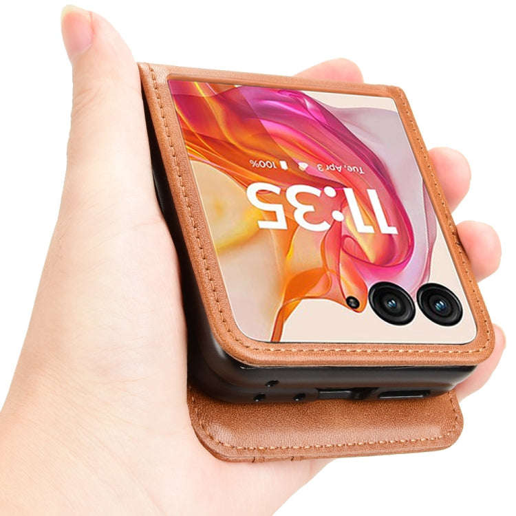 For Motorola Razr 50 Ultra Skin Feel Card Slot Leather Phone Case(Brown)