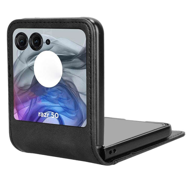 For Motorola Razr 50 Skin Feel Card Slot Leather Phone Case(Black)