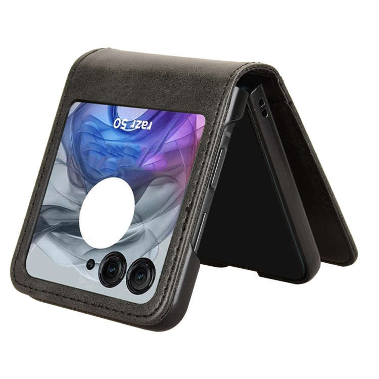 For Motorola Razr 50 Skin Feel Card Slot Leather Phone Case(Black)