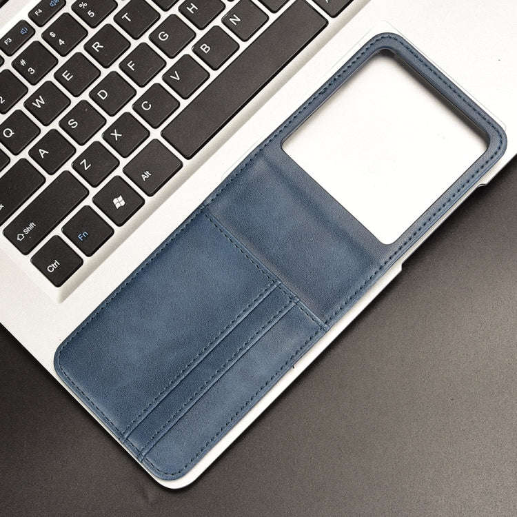 For Motorola Razr 50 Skin Feel Card Slot Leather Phone Case(Blue)