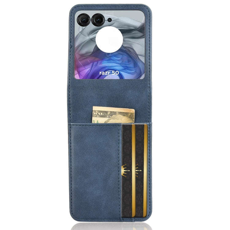 For Motorola Razr 50 Skin Feel Card Slot Leather Phone Case(Blue)