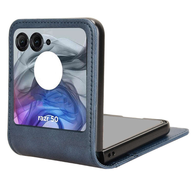 For Motorola Razr 50 Skin Feel Card Slot Leather Phone Case(Blue)