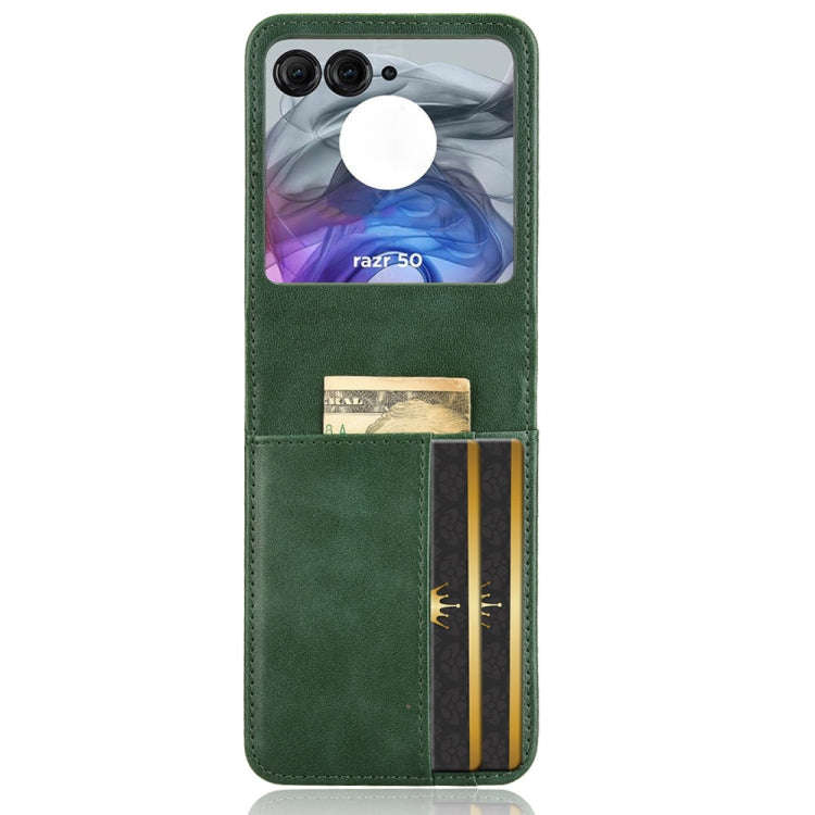For Motorola Razr 50 Skin Feel Card Slot Leather Phone Case(Green)