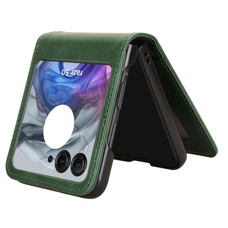 For Motorola Razr 50 Skin Feel Card Slot Leather Phone Case(Green)