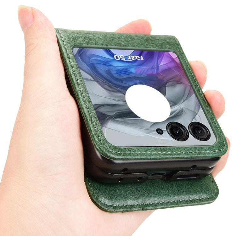 For Motorola Razr 50 Skin Feel Card Slot Leather Phone Case(Green)