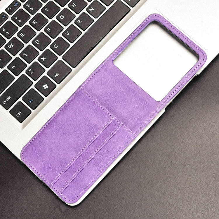 For Motorola Razr 50 Skin Feel Card Slot Leather Phone Case(Purple)