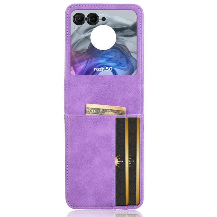For Motorola Razr 50 Skin Feel Card Slot Leather Phone Case(Purple)