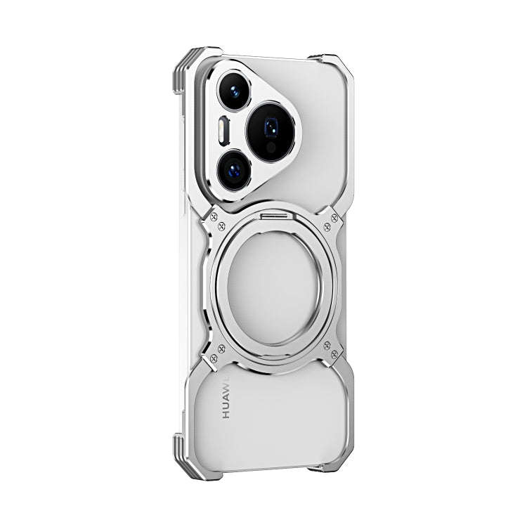 For Huawei Pura 70 Pro / 70 Pro+ Mechanical Arm Borderless MagSafe Holder Metal Phone Case(Silver)