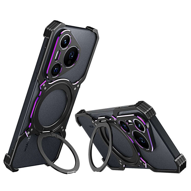 For Huawei Pura 70 Pro / 70 Pro+ Mechanical Arm Borderless MagSafe Holder Metal Phone Case(Black ...