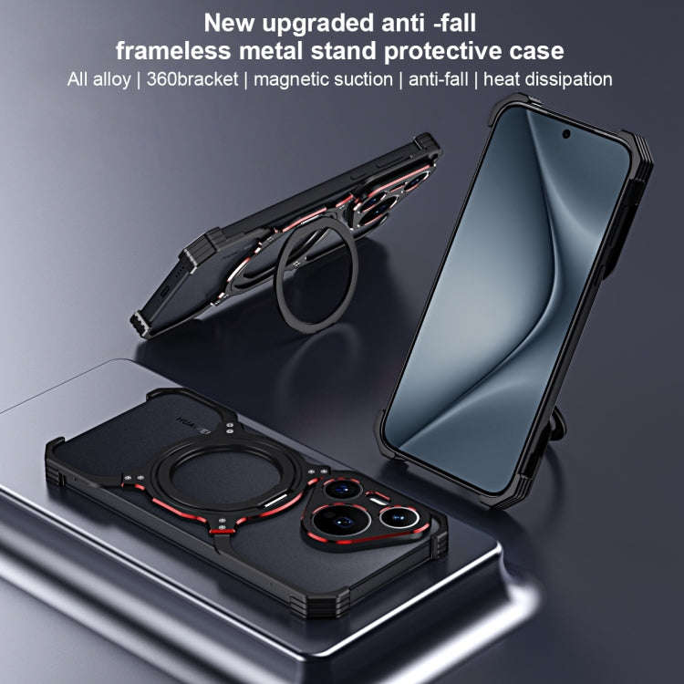 For Huawei Mate 60 Pro Mechanical Arm Borderless MagSafe Holder Metal Phone Case(Black Blue)