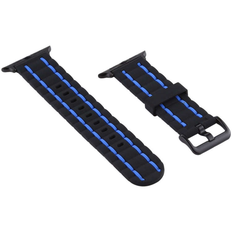 For Apple Watch 5 & 4 44mm / 3 & 2 & 1 42mm Silicone Wave Style Watch Band(Blue)