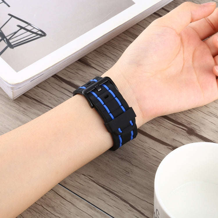 For Apple Watch 5 & 4 44mm / 3 & 2 & 1 42mm Silicone Wave Style Watch Band(Blue)
