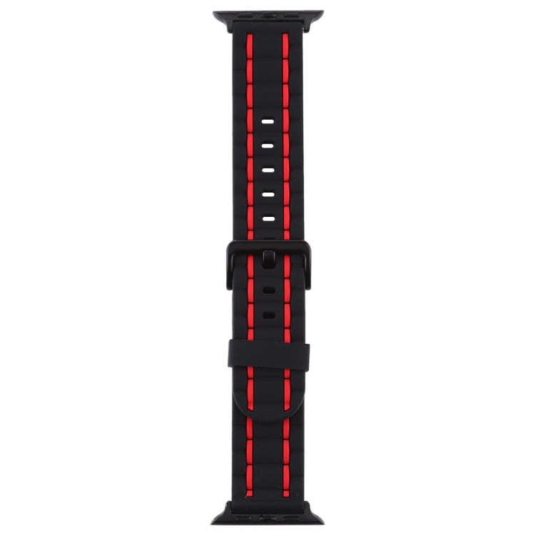 For Apple Watch 5 & 4 44mm / 3 & 2 & 1 42mm Silicone Wave Style Watch Band(Red)