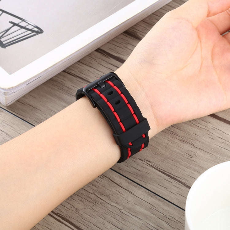 For Apple Watch 5 & 4 44mm / 3 & 2 & 1 42mm Silicone Wave Style Watch Band(Red)