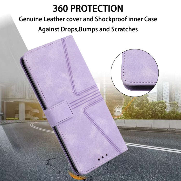 For Honor 200 Pro Triangle Solid Color Leather Phone Case(Purple)