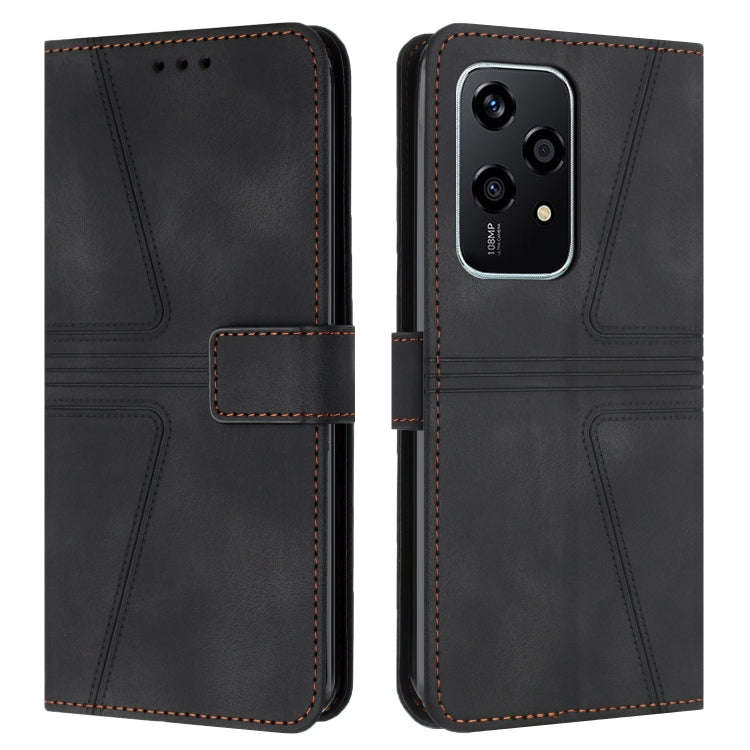 For Honor 200 Lite Global Triangle Solid Color Leather Phone Case(Black)