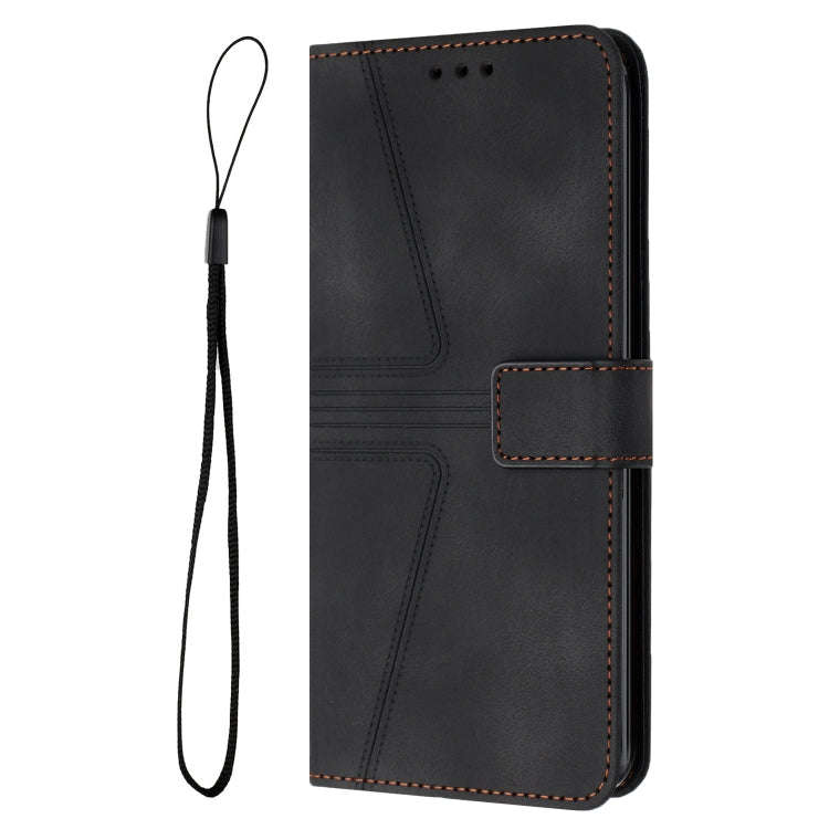 For Honor 200 Lite Global Triangle Solid Color Leather Phone Case(Black)