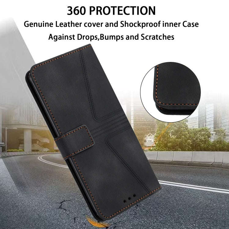 For Honor 200 Lite Global Triangle Solid Color Leather Phone Case(Black)