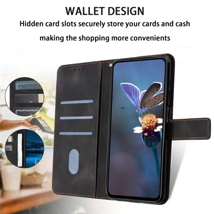 For Honor 200 Lite Global Triangle Solid Color Leather Phone Case(Black)