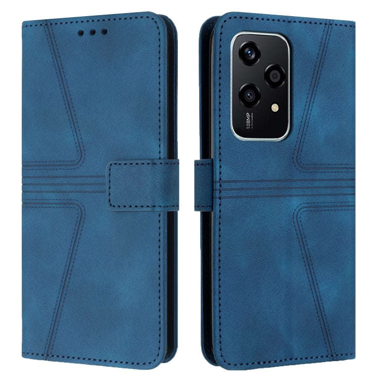 For Honor 200 Lite Global Triangle Solid Color Leather Phone Case(Blue)