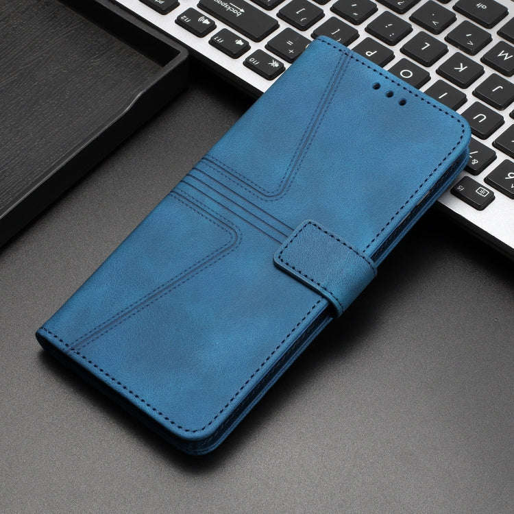 For Honor 200 Lite Global Triangle Solid Color Leather Phone Case(Blue)