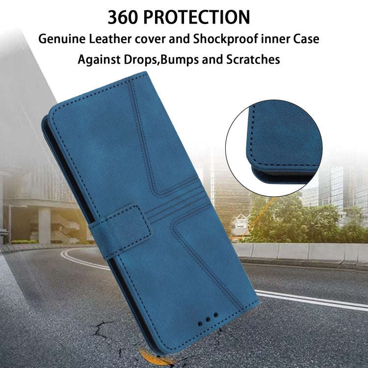 For Honor 200 Lite Global Triangle Solid Color Leather Phone Case(Blue)