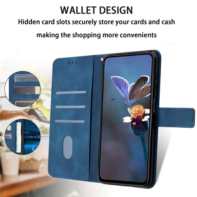 For Honor 200 Lite Global Triangle Solid Color Leather Phone Case(Blue)