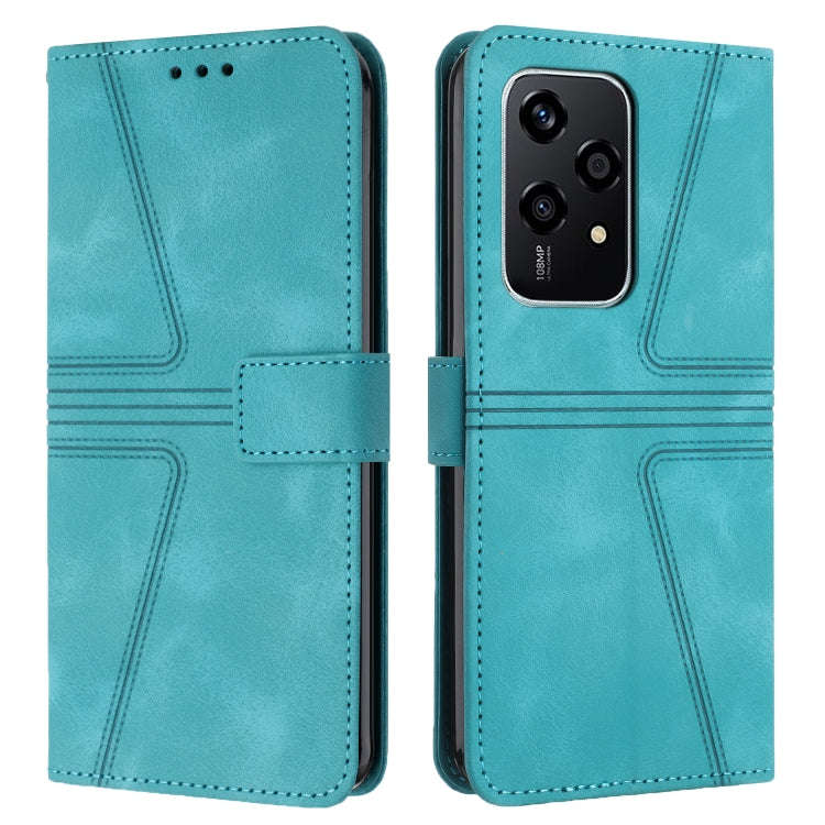 For Honor 200 Lite Global Triangle Solid Color Leather Phone Case(Green)