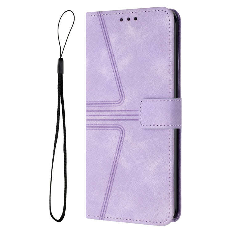 For Honor 200 Lite Global Triangle Solid Color Leather Phone Case(Purple)