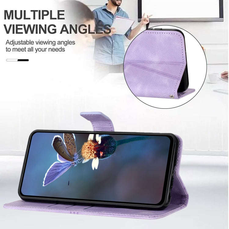 For Honor 200 Lite Global Triangle Solid Color Leather Phone Case(Purple)
