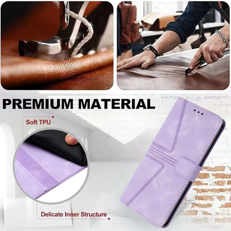 For Honor 200 Lite Global Triangle Solid Color Leather Phone Case(Purple)